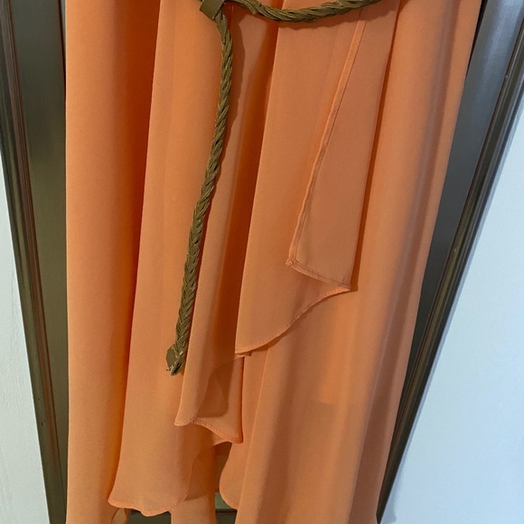 Le Chateau Peach Asymmetrical Hem Dress - Picture 5 of 12
